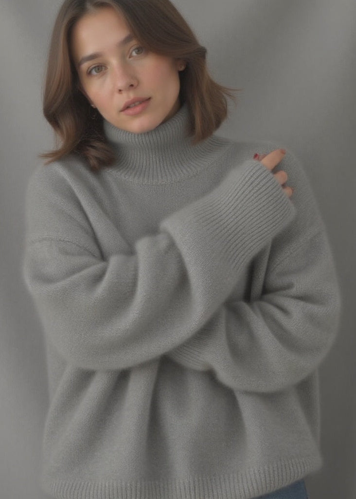 Pull Col Roulé Oversize en Cachemire