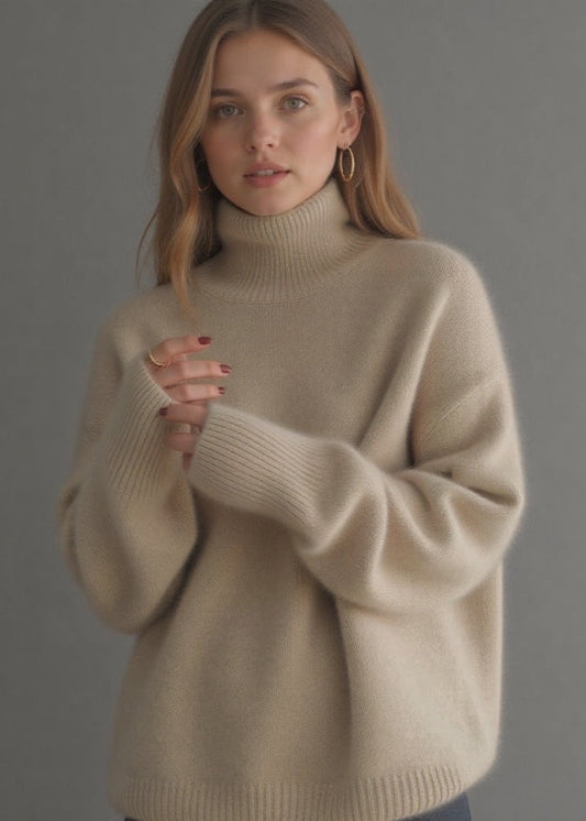 Pull Col Roulé Oversize en Cachemire